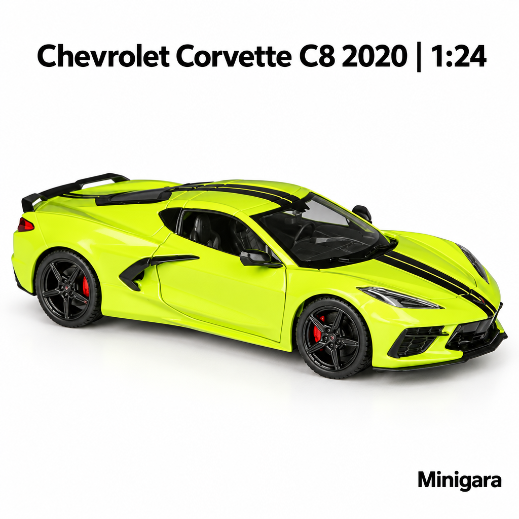 Corvette C8 vàng lime sọc đen