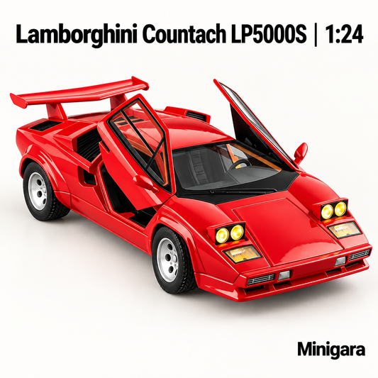 Countach LP5000S đỏ, cửa và đèn mở