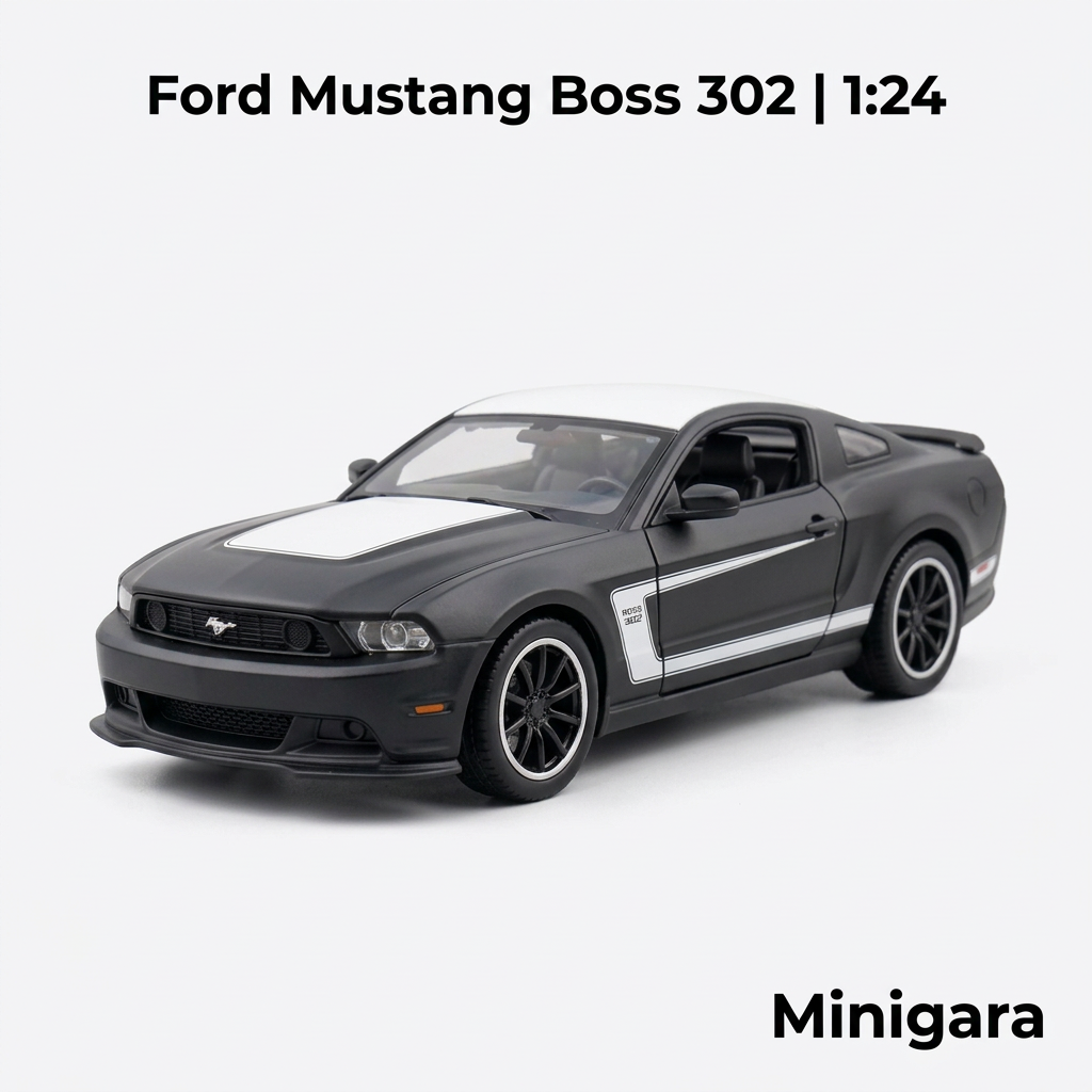 Ford Mustang Boss 302 xám đen, sọc trắng