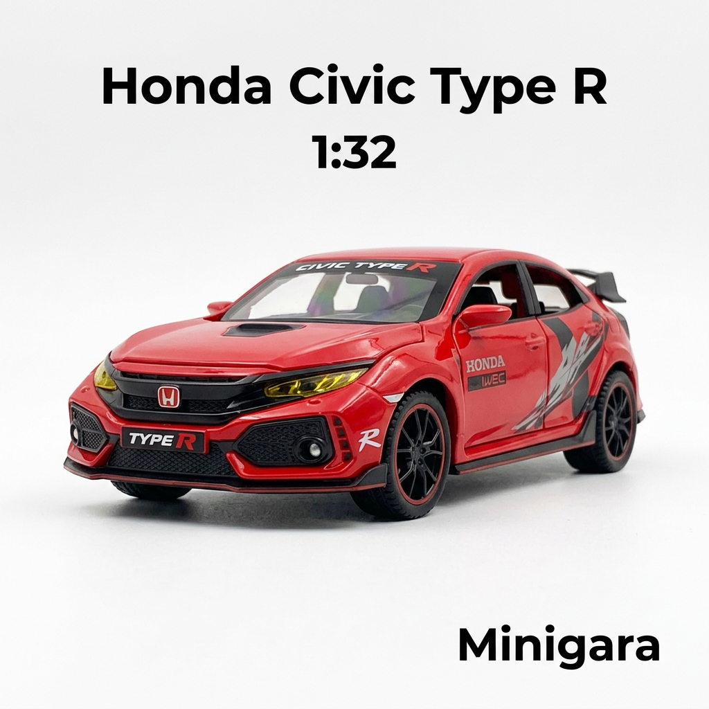 Honda Civic Type R đỏ, góc trước, nền trắng