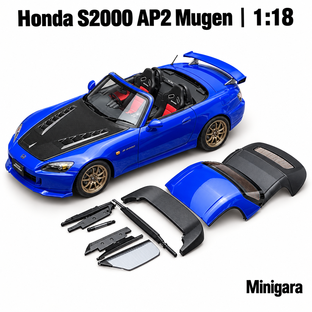 Honda S2000 xanh, giữ mui và chi tiết tháo rời