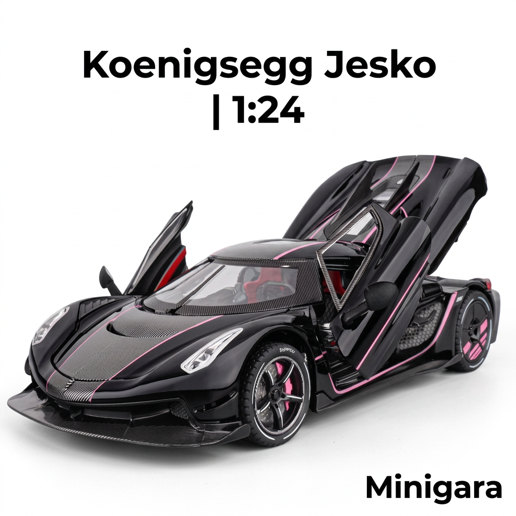 Jesko đen viền hồng mở cửa