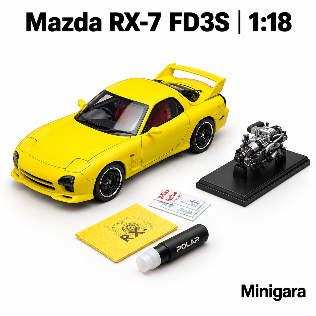 Mazda RX-7 vàng cùng bộ phụ kiện thật