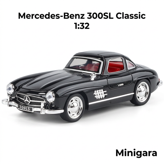 Mercedes-Benz 300SL Classic đen, góc trước và cửa đóng