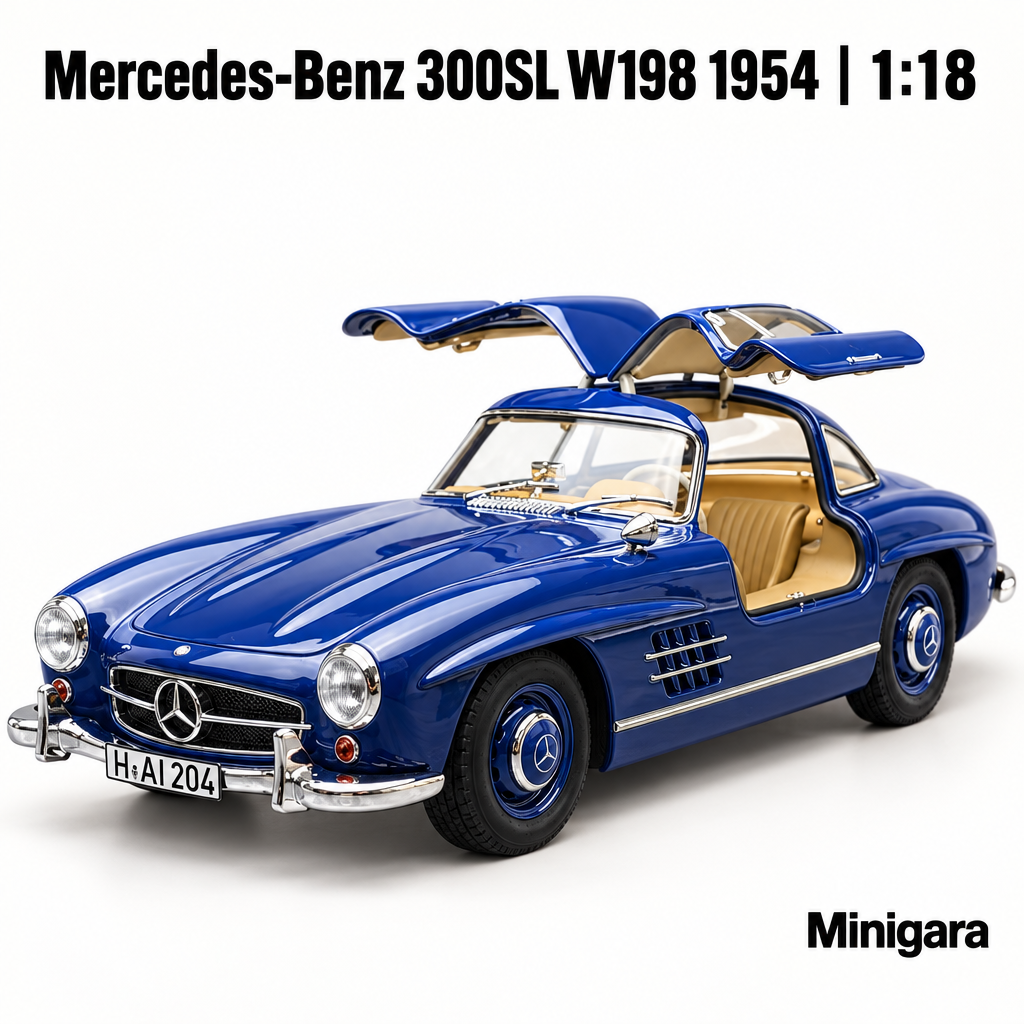 Mercedes-Benz 300SL xanh, cửa cánh chim mở