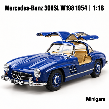 Mercedes-Benz 300SL xanh, cửa cánh chim mở