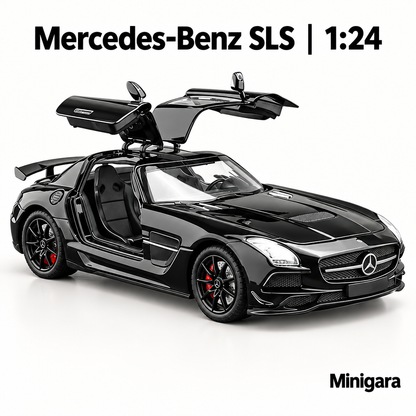 Mercedes-Benz SLS đen, cửa cánh chim mở