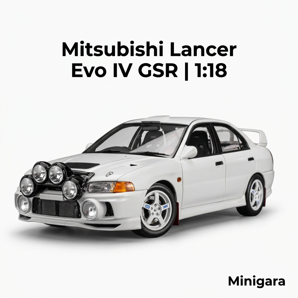 Mitsubishi Evo IV trắng, giữ đèn rally