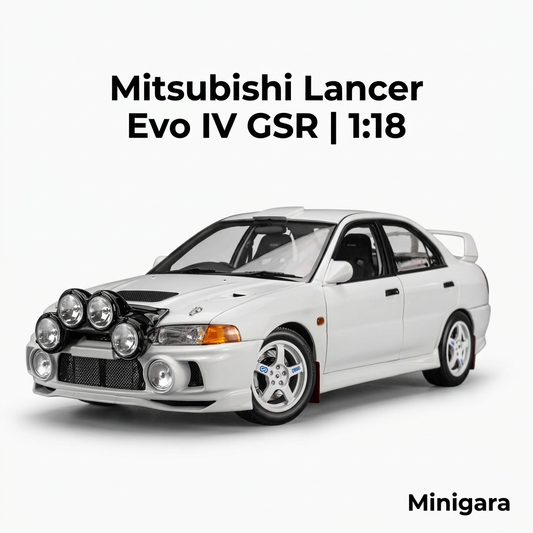 Mitsubishi Evo IV trắng, giữ đèn rally