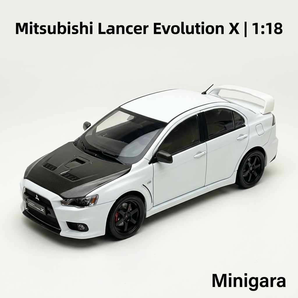 Mitsubishi Evo X trắng, nắp ca-pô carbon