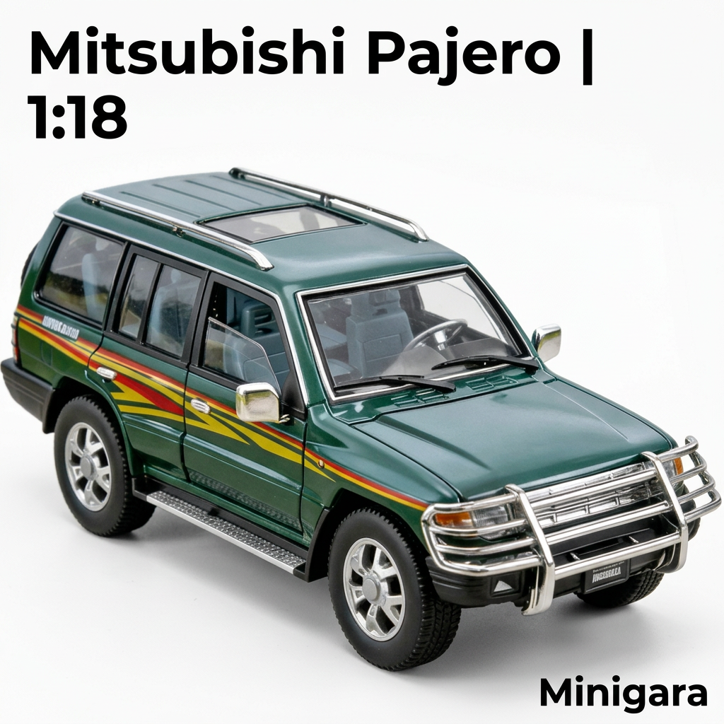 Mitsubishi Pajero xanh, sọc đỏ vàng