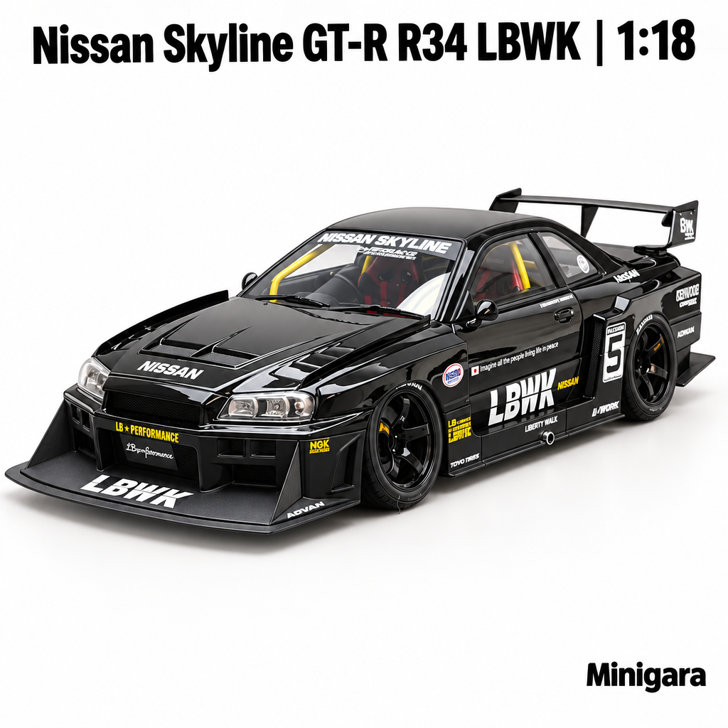 Nissan Skyline R34 LBWK đen số 5