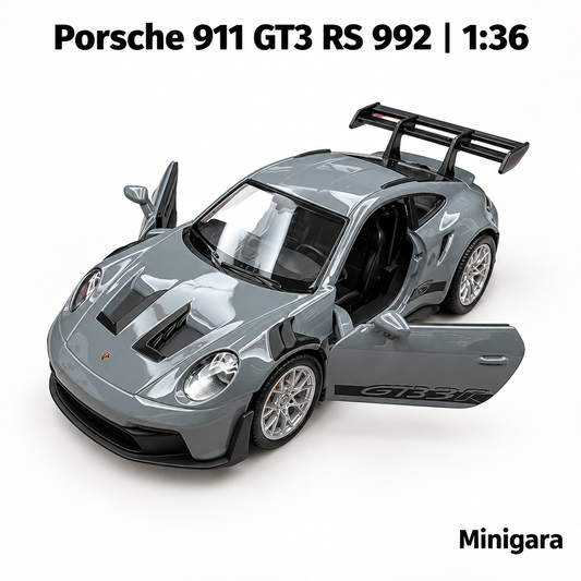 Porsche 911 GT3 RS xám, cửa mở