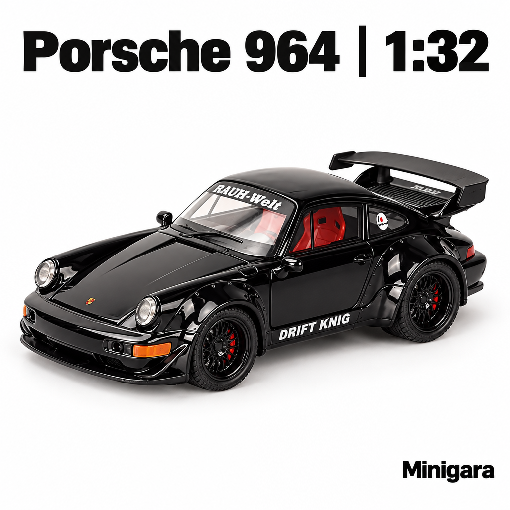 Porsche 964 đen, nội thất đỏ