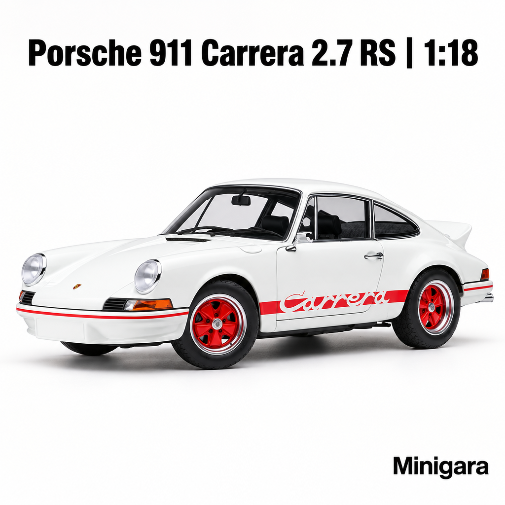 Porsche Carrera 2.7 RS trắng, sọc và mâm đỏ