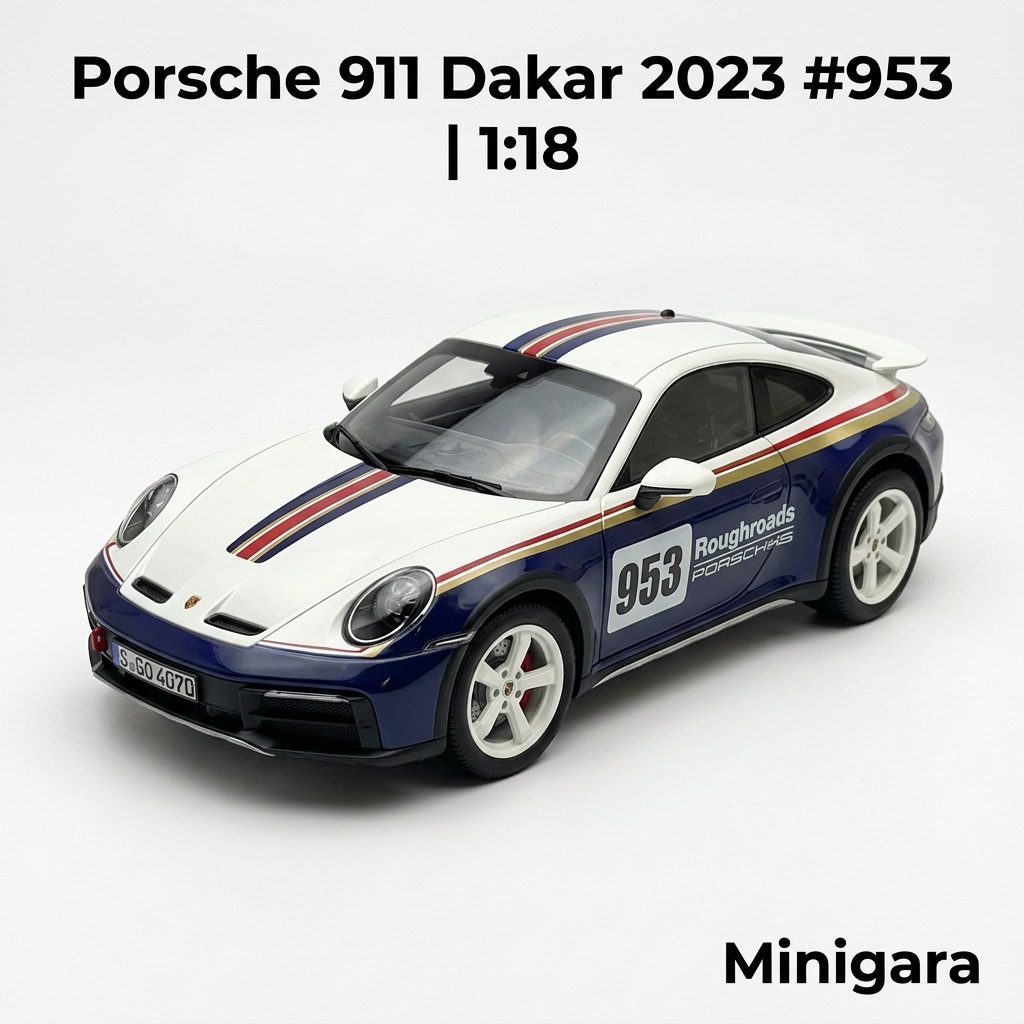 Porsche Dakar trắng xanh số 953