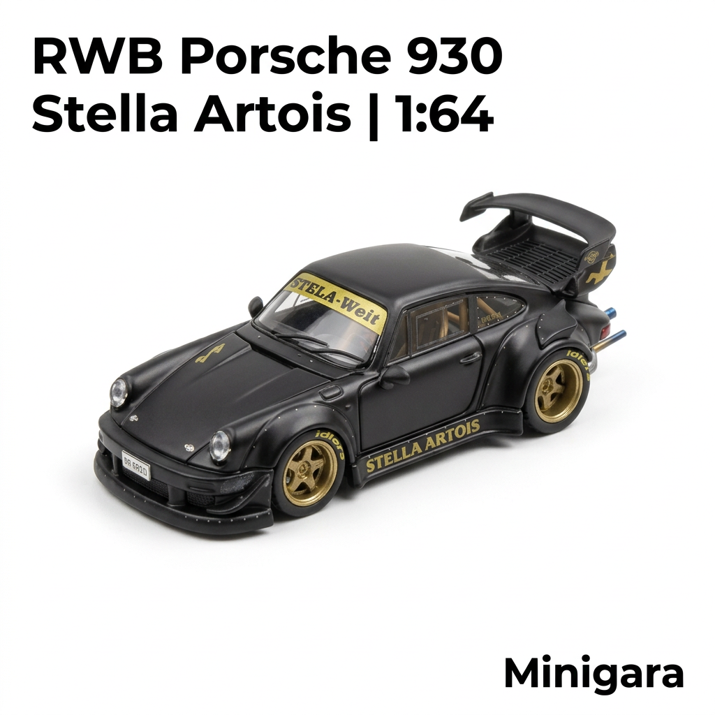 RWB Porsche 930 đen, mâm vàng