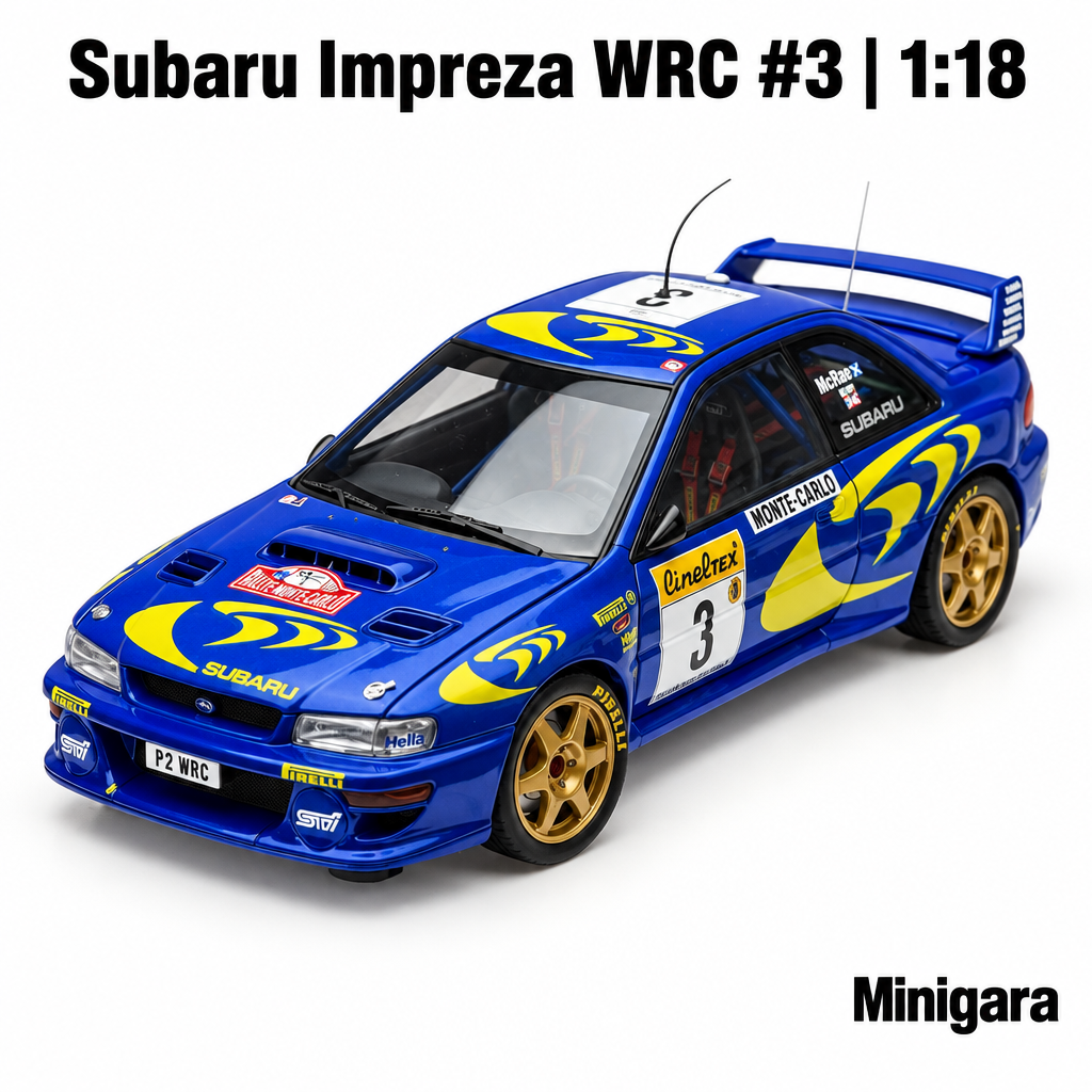 Subaru Impreza WRC xanh số 3, mâm vàng