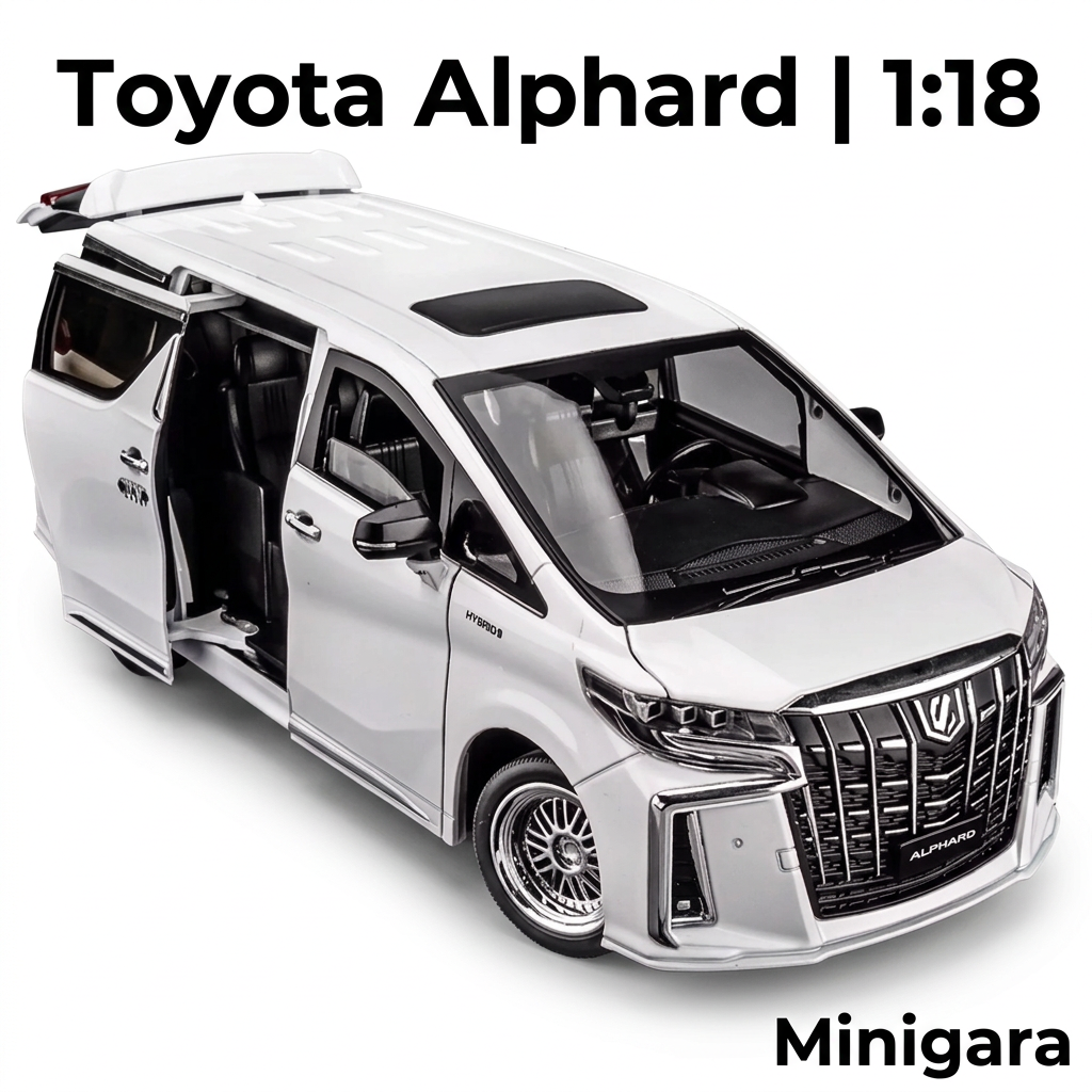 Toyota Alphard trắng, cửa trượt mở