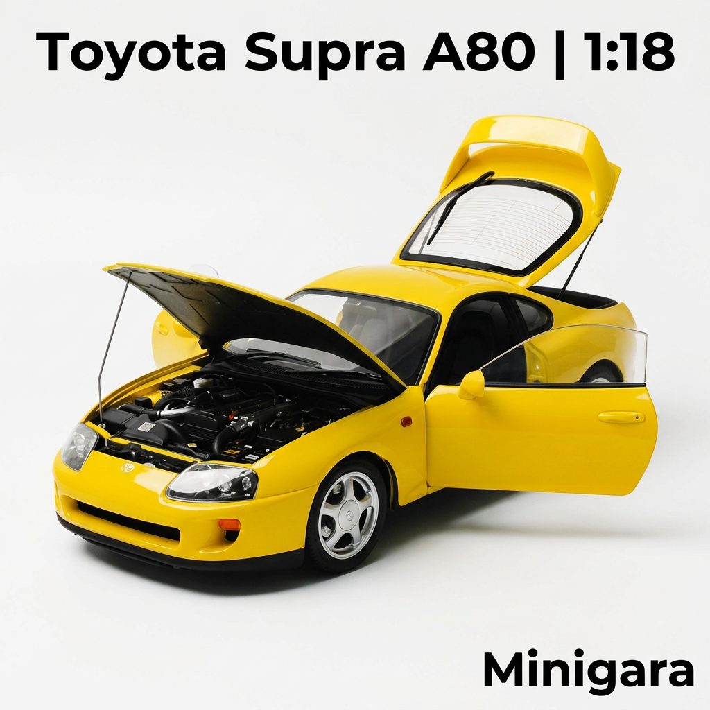 Toyota Supra A80 vàng, cửa và nắp mở